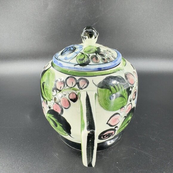 Hand Painted Mexico Pottery Tonala Talavera Sugar Bowl Jar Canister Container - Picture 11 of 13